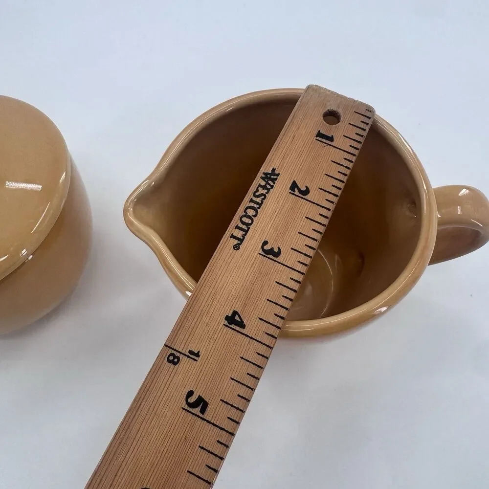 Pottery Barn Sausalito Amber Creamer & Sugar Bowl with Lid & Spoon Fast Shipping